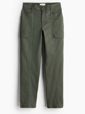 H&m Women's Dark khaki green Slim Cargo Pants Size 8 Cotton